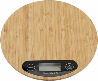 iFCOW Yuvarlak Bambu LED Ekran Mutfak Terazisi