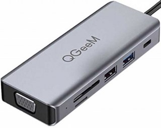 QGeeM Type-C to HDMI VGA AUX SD USB-A USB-C Dönüştürücü